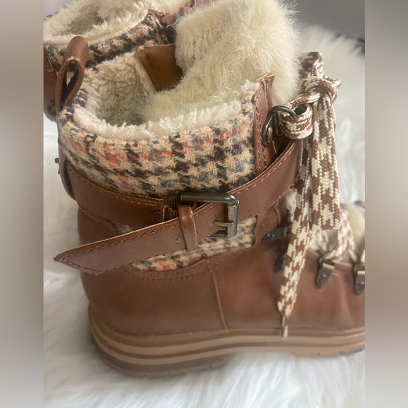 Circus.NY by Sam Edelman Sz 9.5 Brown w/ Houndstooth Trim Women’s Lace up Boots - Picture 4 of 9